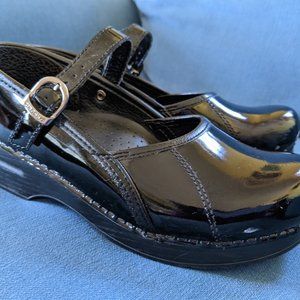 Dansko Marcelle in Black Patent with Ankle Straps